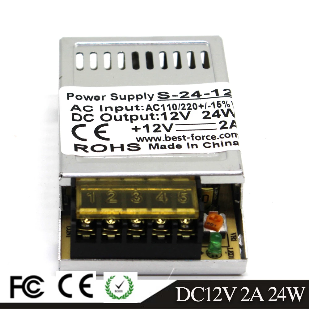 Один выход 12 В постоянного тока импульсный источник питания 2 А 24 Вт