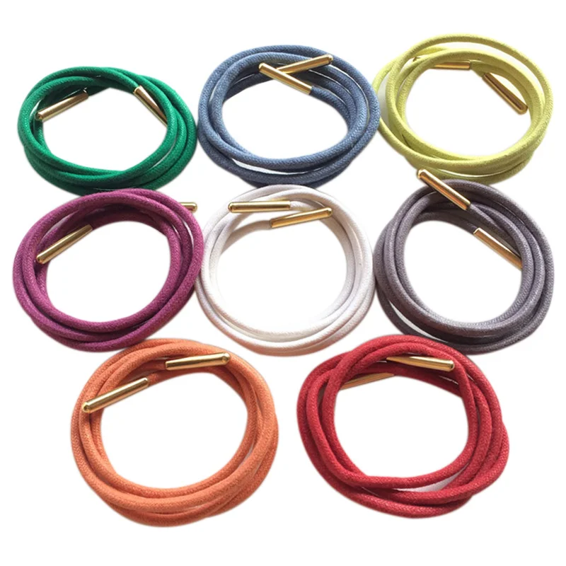 Luxury Coolstring 3MM Waxed Ropes With Metal Aglets Golden Tips In Fashion 10 Pairs of Round Laces Sneaker Trendy Cordones Batch