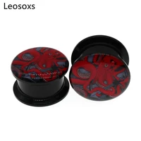 leosoxs 2pcs new product red octopus acrylic ear expander double horn ear expander screw tunnel earplug perforated jewelry