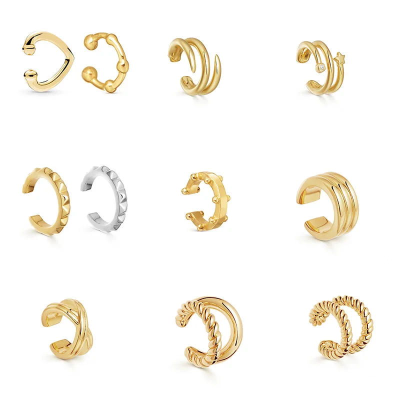

Ear Cuff for Women Gold Color Cubic Zirconia Hoop Adjustable Earring Non Piercing Clip Earrings for Women Men Jewelry Gift
