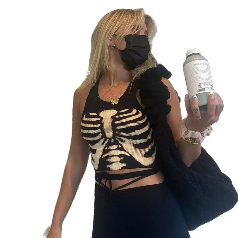 

Лето 2021, индивидуальный принт грудины, тонкий маленький жилет, Женский пуловер, короткий топ с круглым вырезом, женские футболки