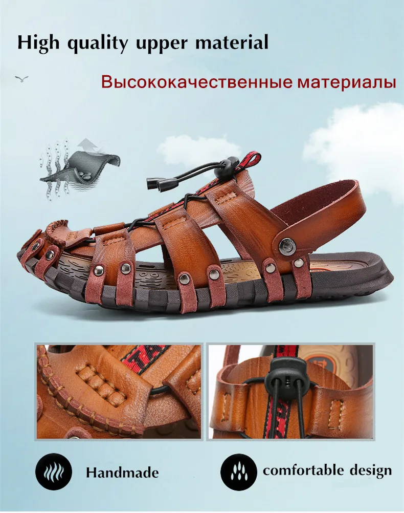 UEXIA; Новинка; летние мужские сандалии; мужские пляжные сандалии из дышащей кожи; брендовая мужская повседневная обувь; удобная повседневная дешевая обувь без застежки