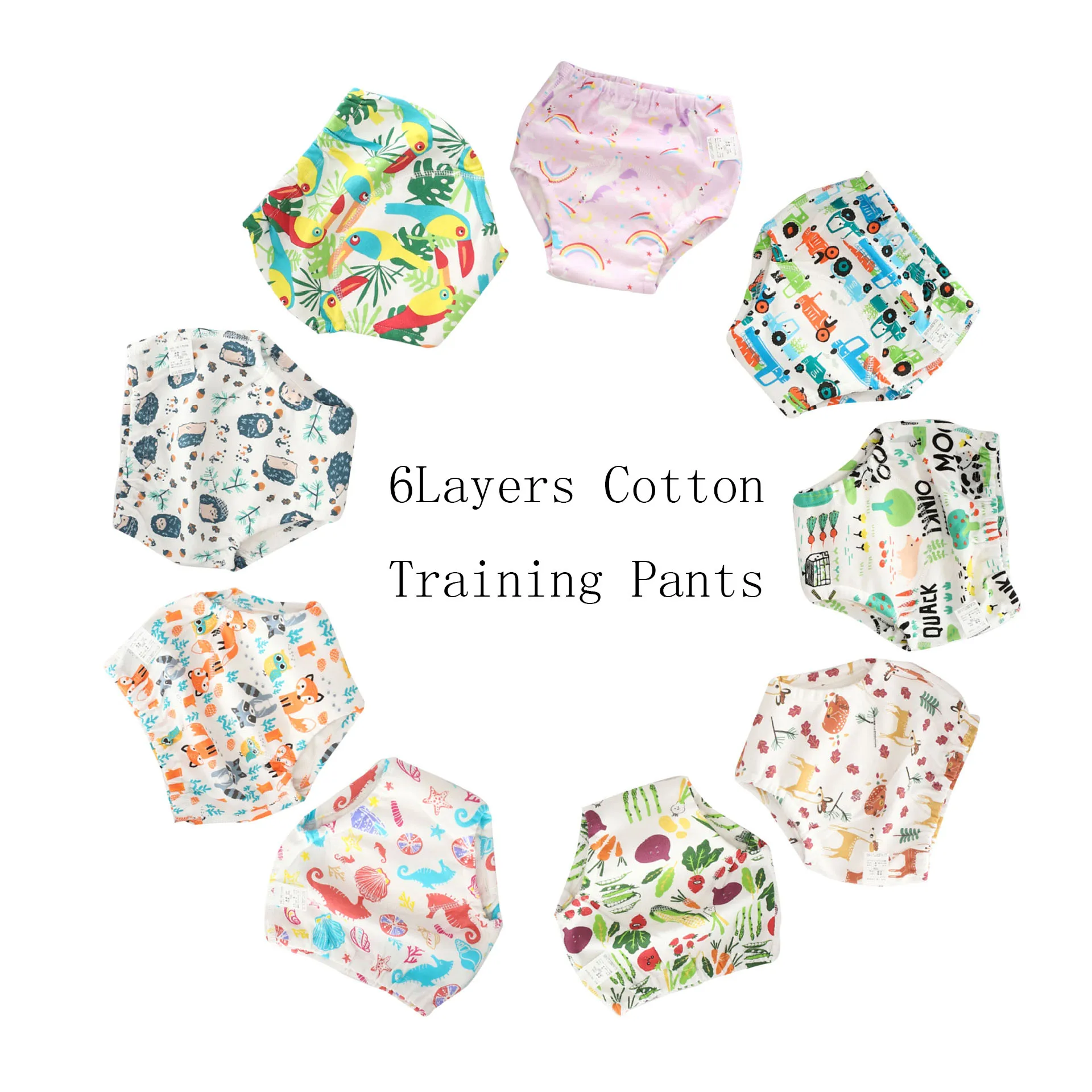 Детские Многоразовые трусики для подгузников 6 слоев хлопковые тренировочные