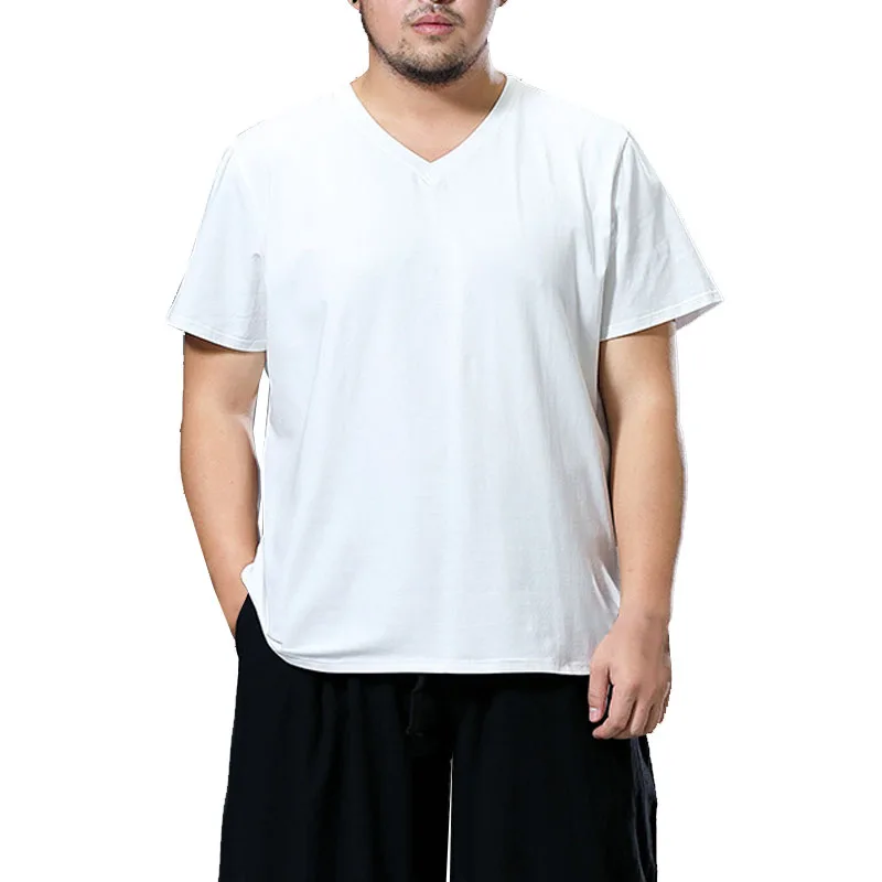 

Bust 162cm 9XL Summer Men t-shirt Suit 5XL 6XL 7XL 8XL cotton V-neck Plus size tshirt men