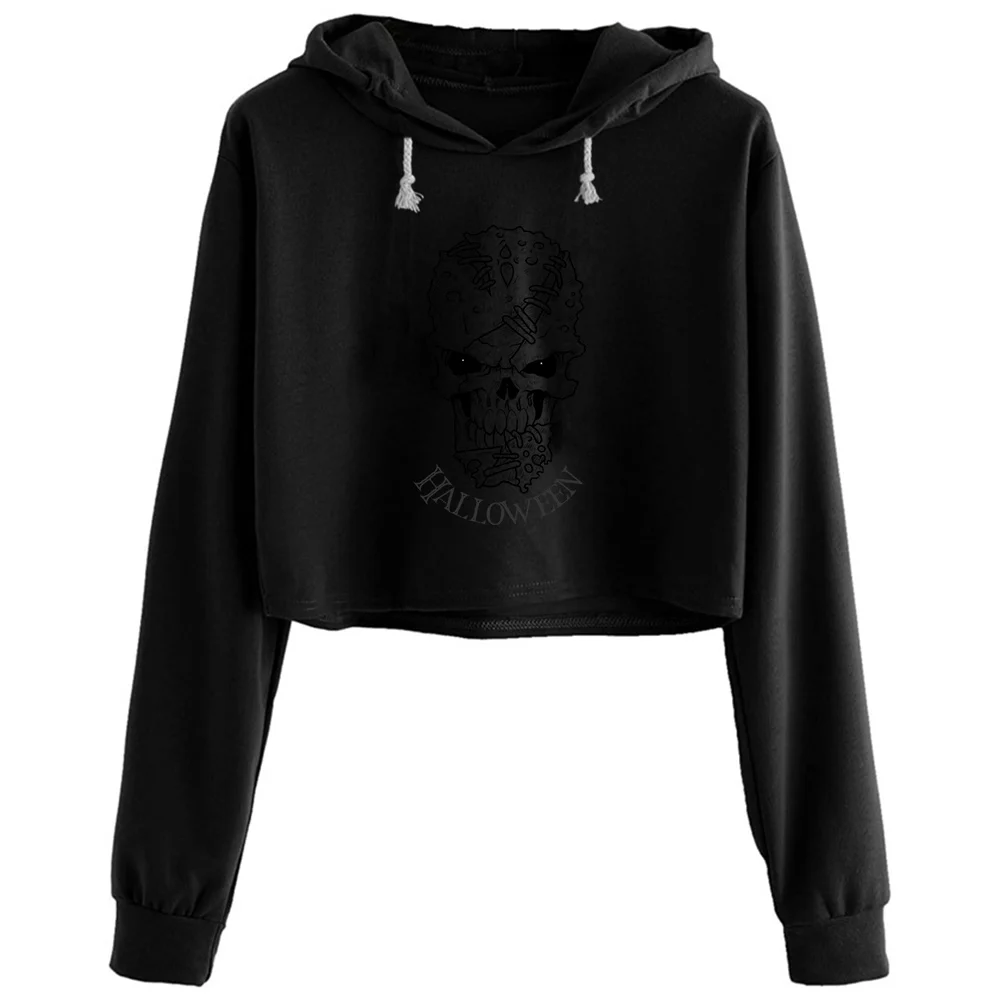 

Женский укороченный пуловер в стиле Харадзюку, с рисунком черепа, в стиле Хэллоуин