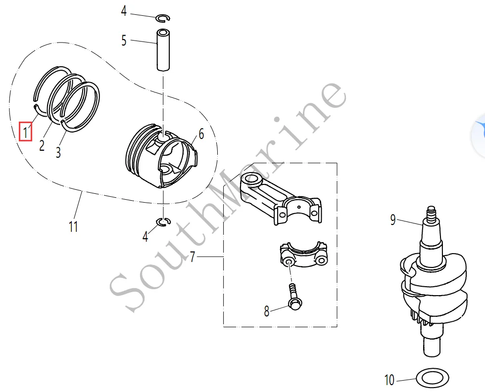 Лодочный мотор 68D-E1603-00 поршневое кольцо 1 для Yamaha F4 F5 подвесной 4-тактный