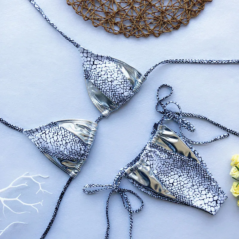 Сексуальный мини бикини треугольник ленточное Бикини Набор Винтажный микро