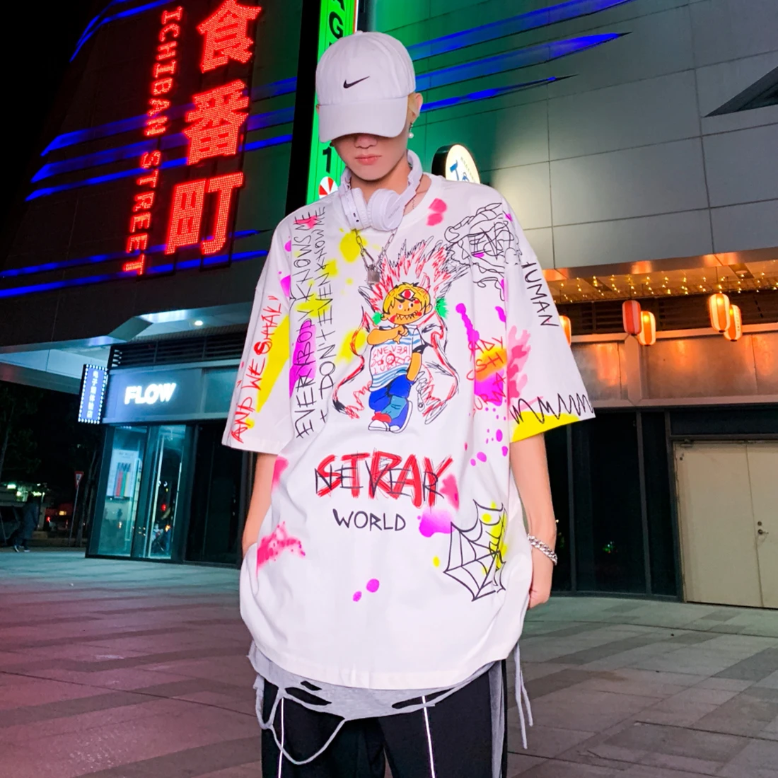 

ATSUNNY Chinese street Fashion Short Sleeve HipHop Streetwear Casual Man Summer Fashion Hong Kong Style T-Shirt Tops