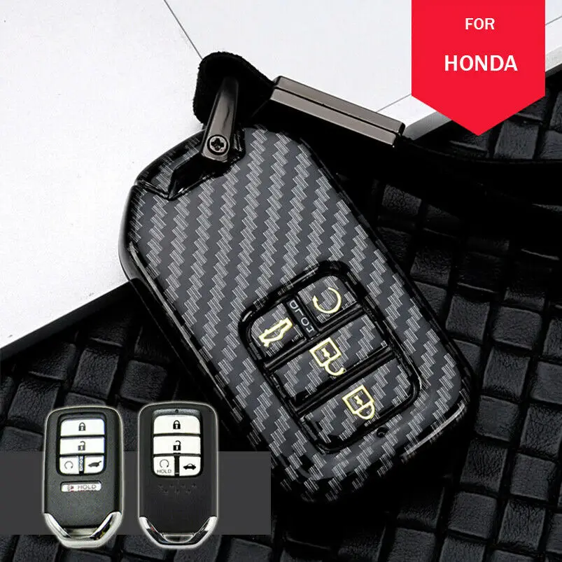 

Carbon Fiber ABS Car Key Fob Case Cover Bag For Honda Civic Accord CR-V HRV Pilot FIT Car Accessories Key Bag