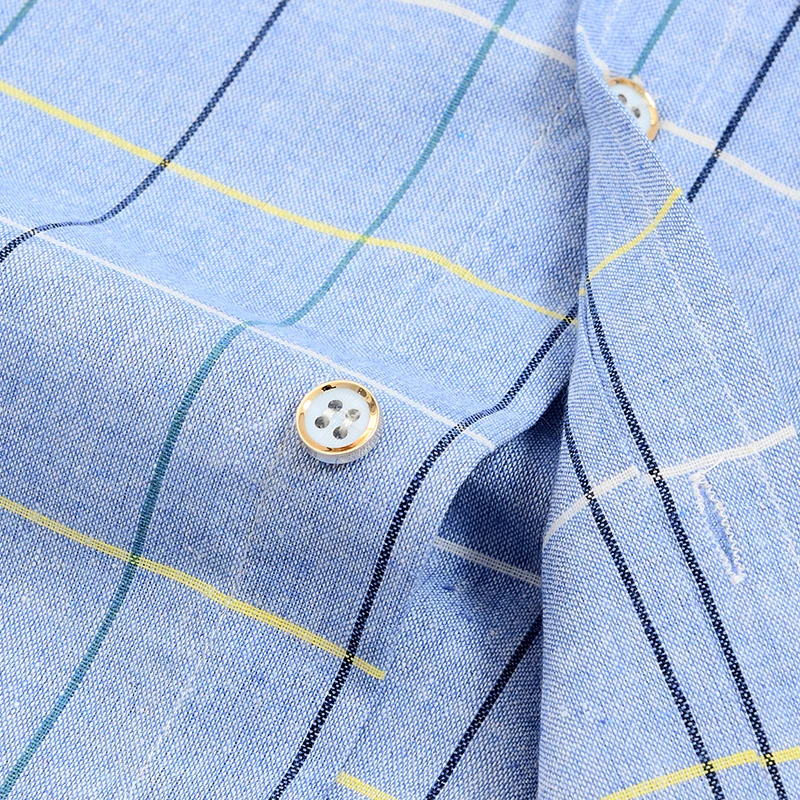 AOLIWEN brand men40%cotton Fashion plaid short sleeve shirts for men summer soft sweat absorbent men's classic casual slim shirt