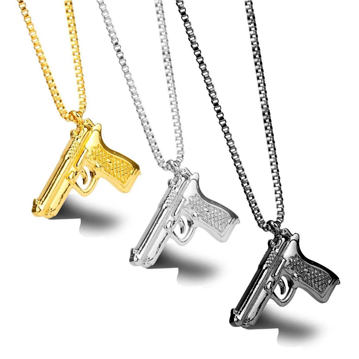 

Hip Hop Alloy Pistal Necklace Creative Metal GunStyle Pendant Sweater Chain Necklaces for Young People Fashion Jewelry Gifts