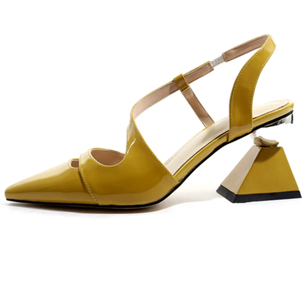 

MORAZORA SIZE 34-42 Fashion genuine leather shoes female pointed yellow Strange high heels summer women sandals ladies shoes