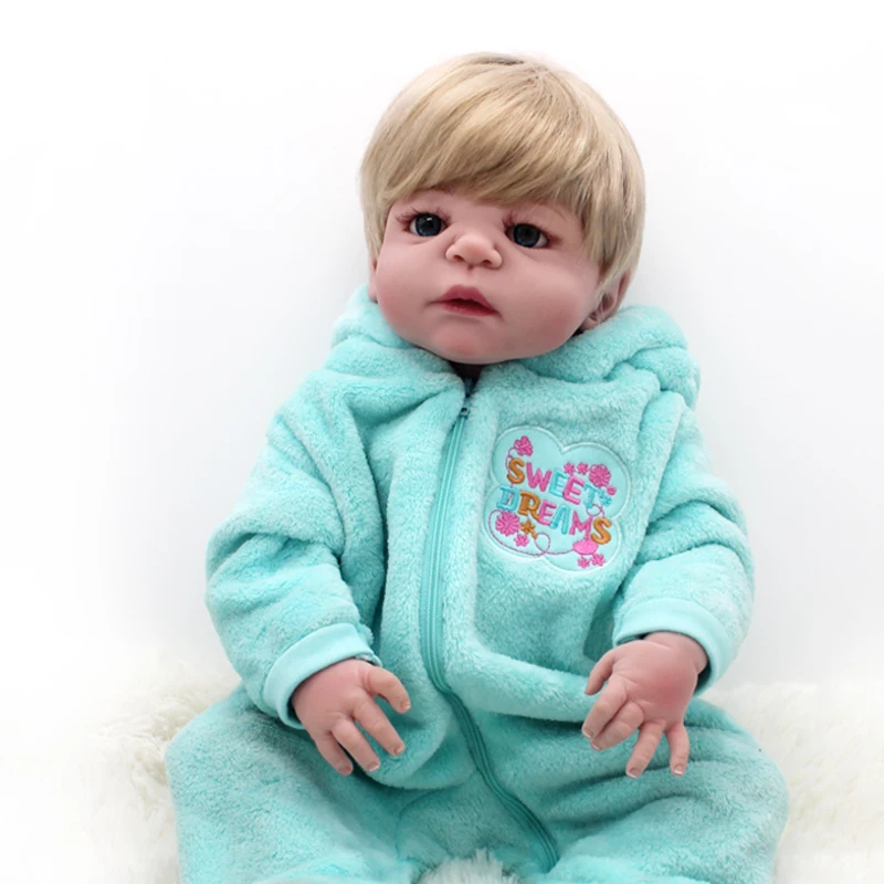 

20 Inch 50cm Reborn Doll Soft Silicone Body Cute Boy Blue Eyes Rebirth Baby Dolls Joint-body Toddler Toy Children's Gifts