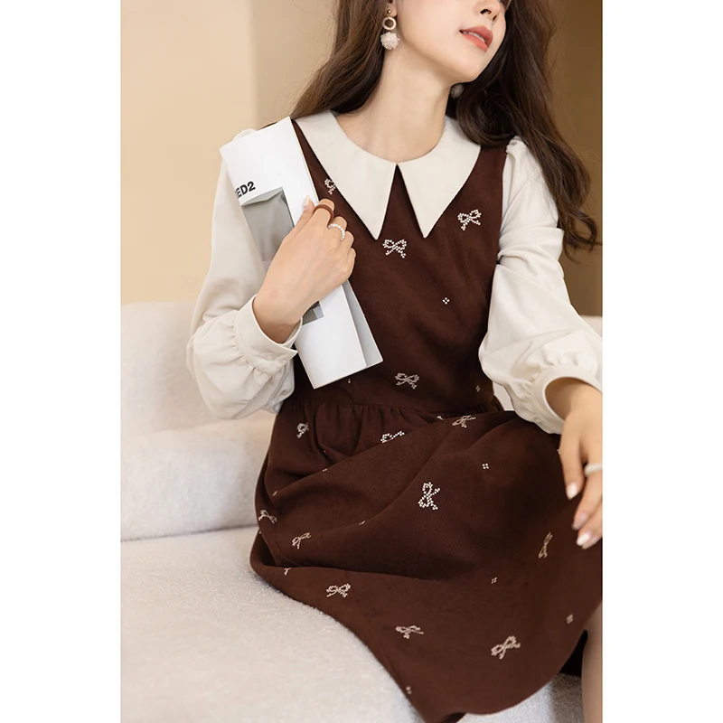 MISHOW 2021 зимние платья для женщин с отложным воротником и длинным рукавом