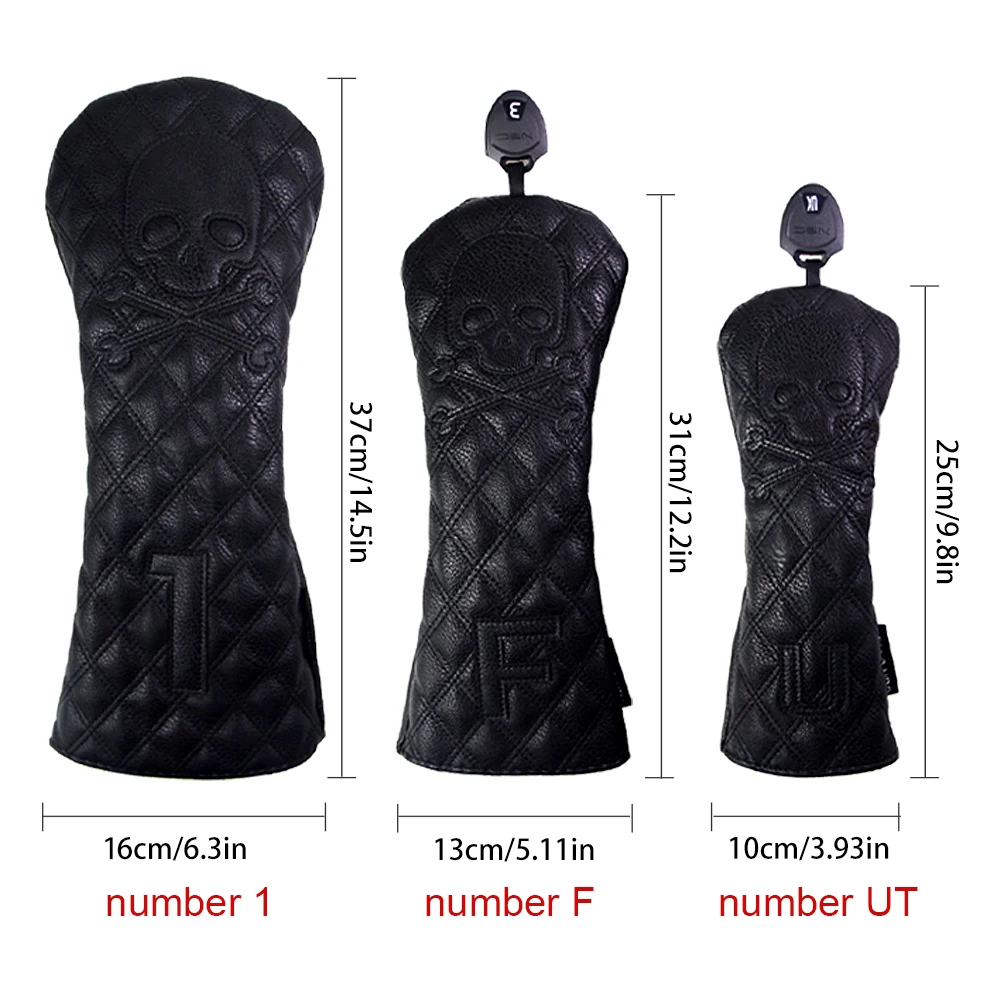 Чехол GLOOF для головы скелета с черепом гольфа клуба черные кожаные головные уборы