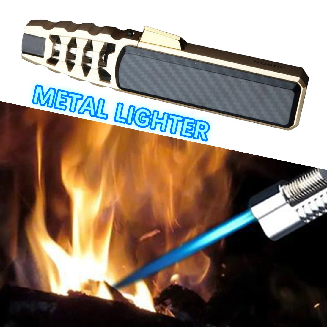 

New Strong Outdoor Long Gun Spray Butane Tube Lighter Kitchen Barbecue Metal Turbine Windproof Cigar Lighter