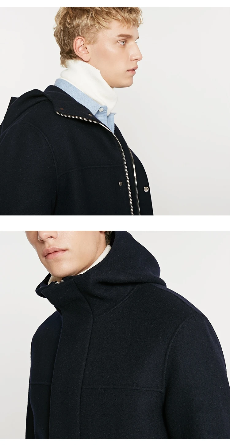 JackJones зимнее мужское Свободное длинное шерстяное пальто со стоячим воротником модная мужская одежда 218427505