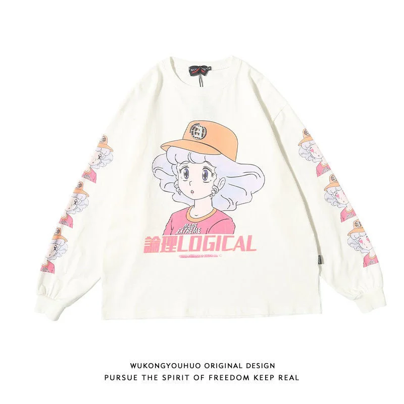 

Purple Harajuku Cartoon Thin Sweatshirt Women Casual Autumn Hip Hop Amine Hoodies Long Sleeve Pullover Loose Kawaii Japan Hoodie