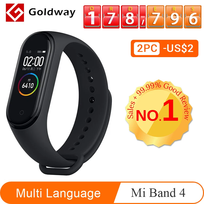 Влагостойкий смарт браслет Xiaomi Mi Band 4 спортивный трекер Bluetooth 3 цвета дисплей