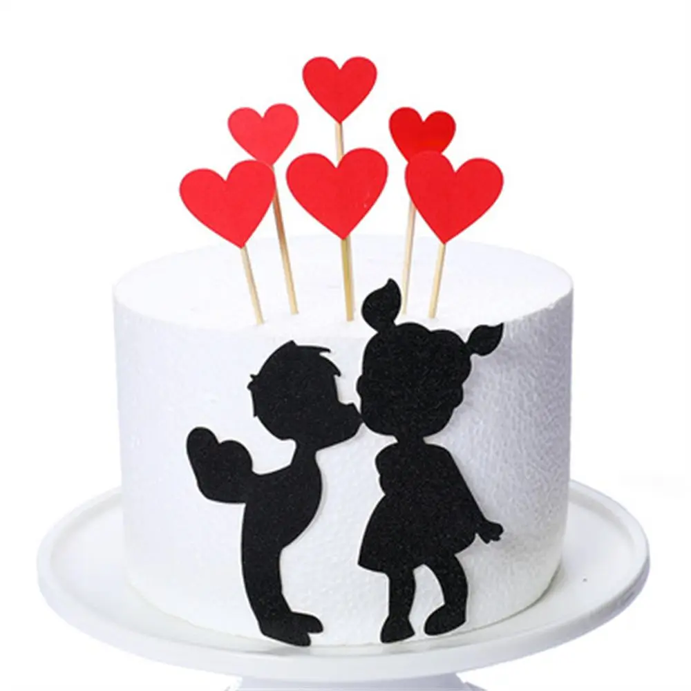Топперы для торта в виде мультяшных влюбленных пар украшения Дня Святого