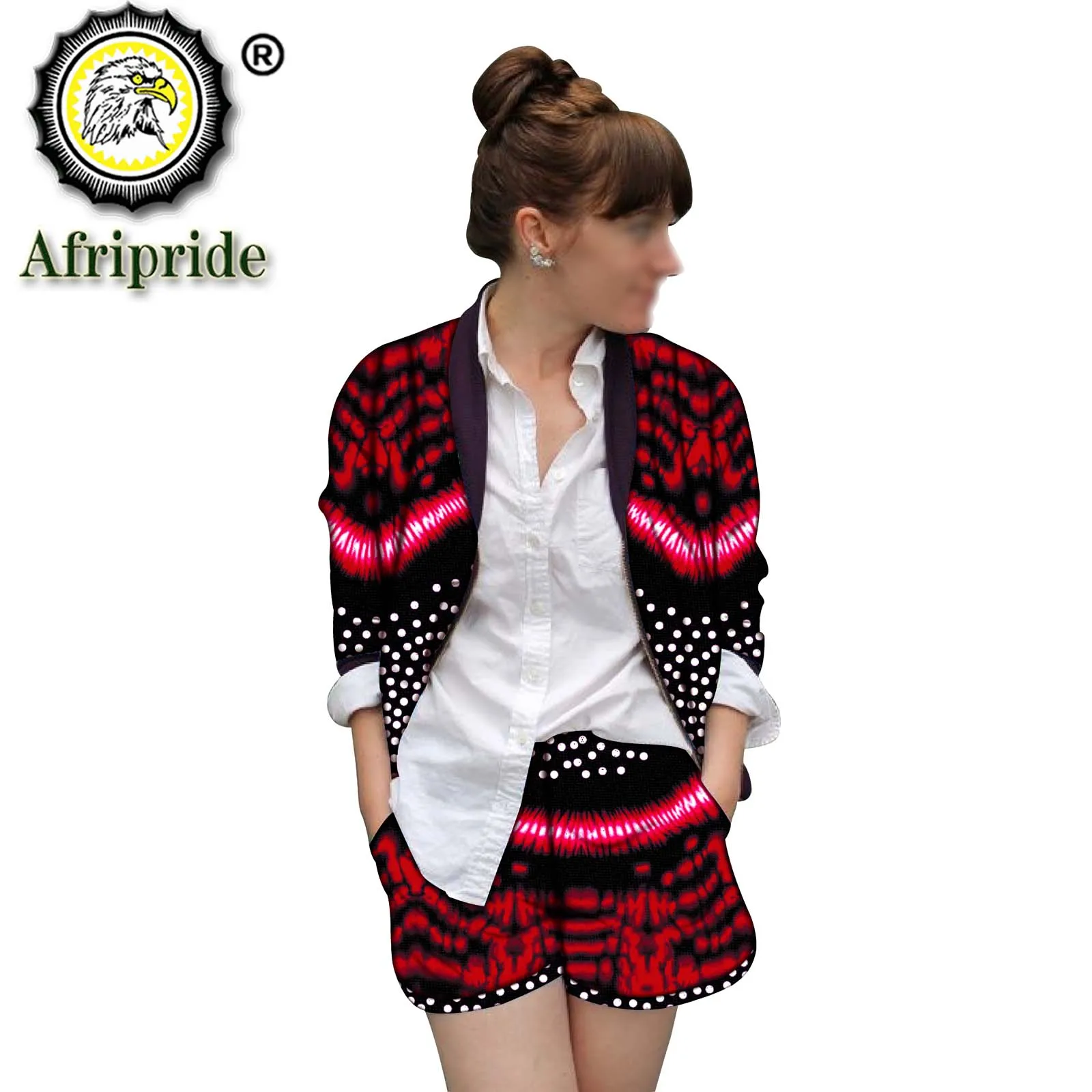 African Suit for Women Print Jacket and Shorts 2 Piece Set Ankara Outfits African Clothes Long Sleeve Coats Outwear S2026024