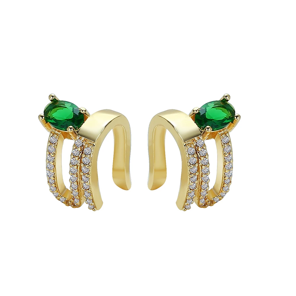 

Gold Premium Design Micro Pave 6-Color Zircon Ear Clips Non-pierced Earrings for Woman Jewelry 2021 New Arrival Korean Earrings