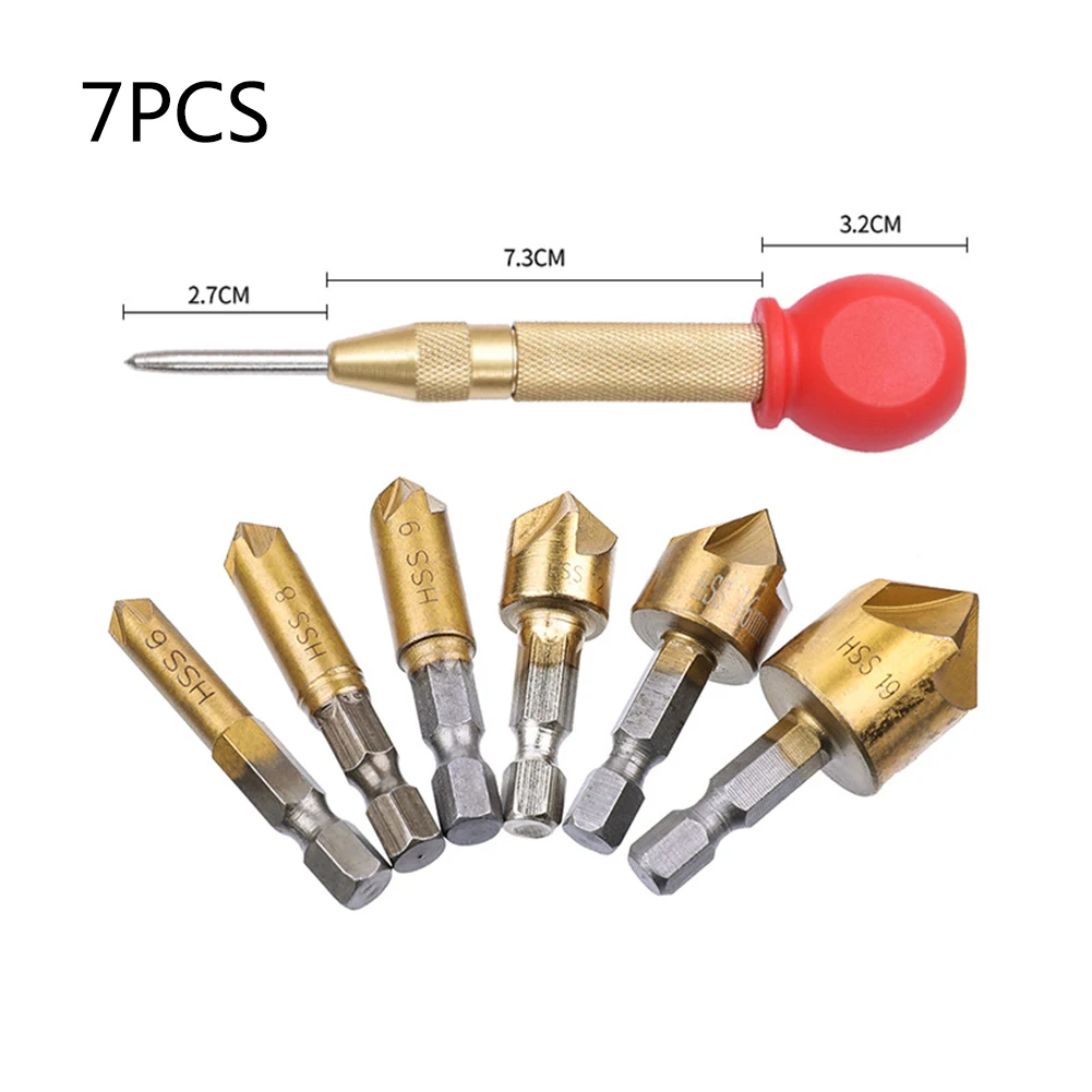

6Pcs Countersink Drill Bit Set Counter Sink 6-19mm High speed steel Tool