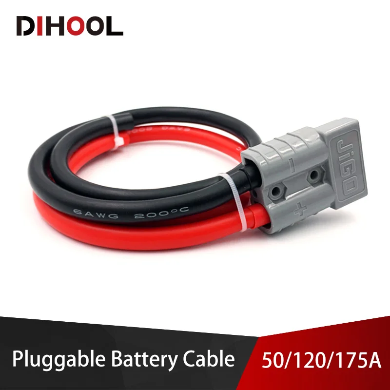 

50A/120A/175A 600V Electric Car Battery Charging Connector Forklift Plug With Silicone Cable High Current Connection Harness
