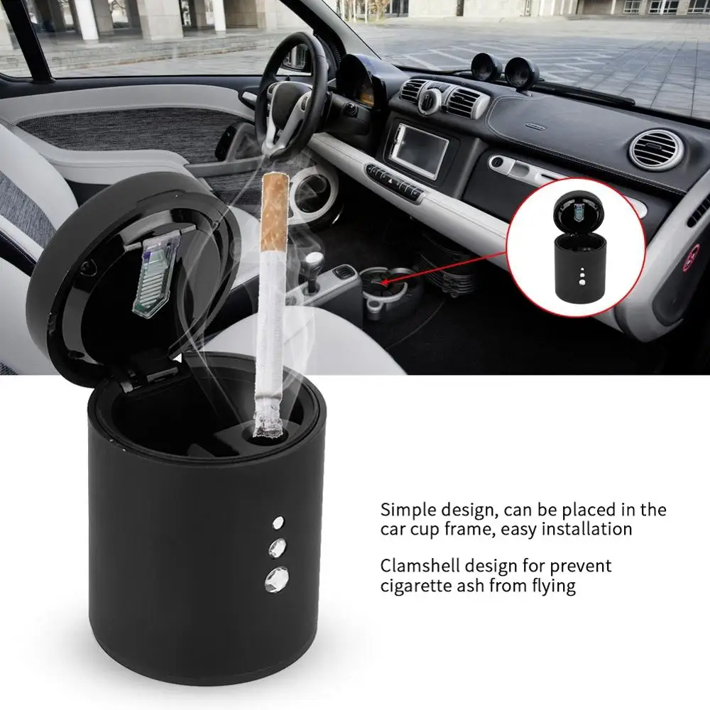 

Universal Portable Car LED Light Ashtray High Flame Retardant PBT Ashtray Cigarette Ash Holder prevent cigarette ash flying