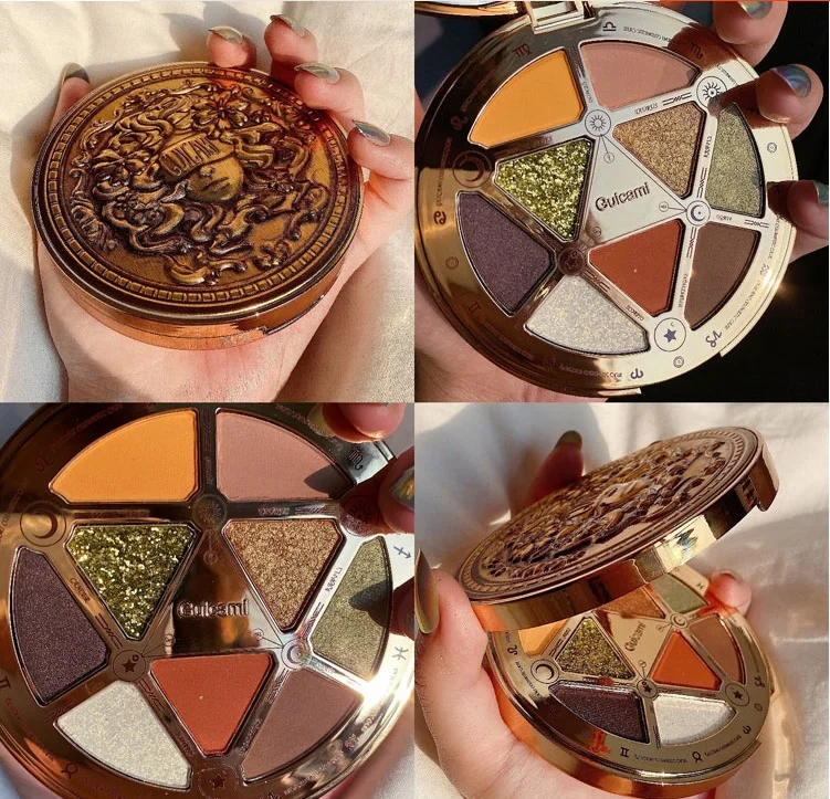 

Палитра теней для век для макияжа, 9 цветов, водостойкие мерцающие матовые блестящие тени для век, металлический пигмент, косметическая пали...