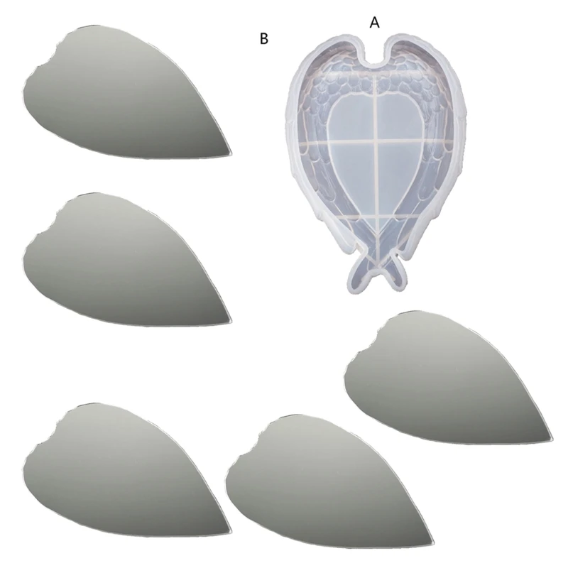 

Y1UE Wing Love Mirror Tray Epoxy Resin Mold Serving Board Plate Coaster Silicone Mould DIY Crafts Home Decorations Casting Tools