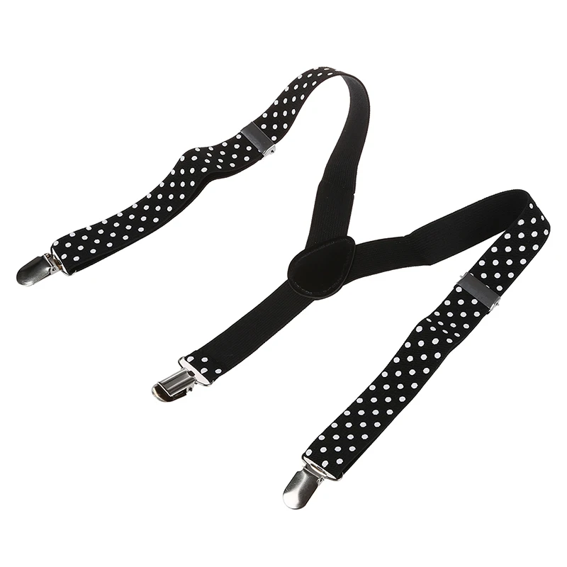 White Dots Prints Black Elastic Webbing Y Back Suspender Pants Braces for Children | Дом и сад