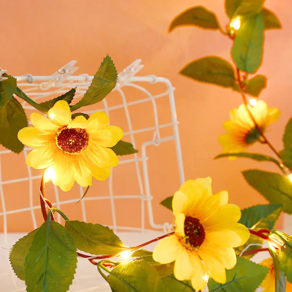 

Simulation Vine Sunflowers String Lights LED Fairy Feastival Party Decorations Light String for Bedroom Party Coffee Home Decor