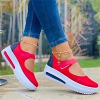 women fashion sneakers mixed color hookloop ladies canvas lace up platform shoes outdoor casual comfy female footwear plus size