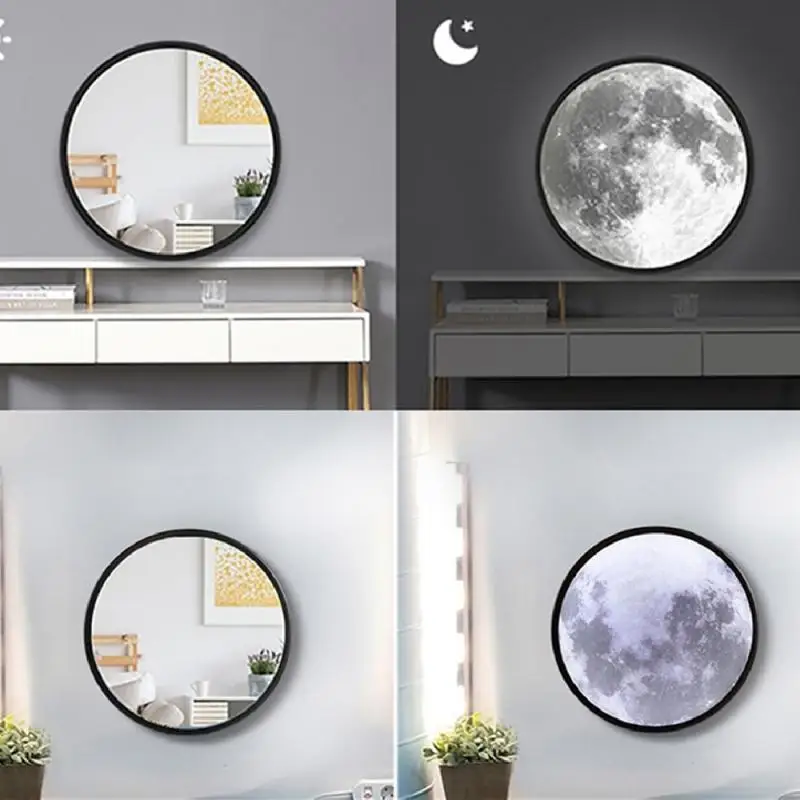 

Creative Lunar LED Bathroom Mirror Makeup Wall-Mounted Vanity Shaving Mirror Light Moon-Shaped For Home Decorative Supplies 20CM