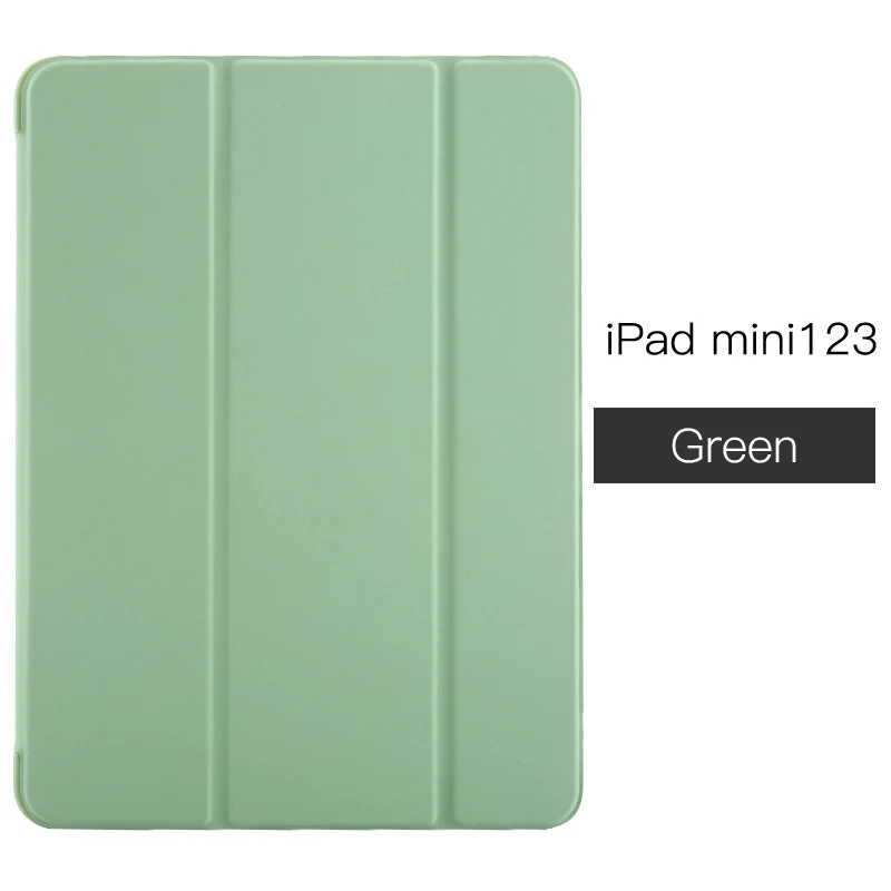Чехол для iPad Mini 4 3 2 1 чехол ПУ; кожа; Силикон Мягкая задняя трехстворчатая подставка для сна смарт-чехол для iPad Mini 5 чехол Funda - Цвет: For mini 1 2 3 Green