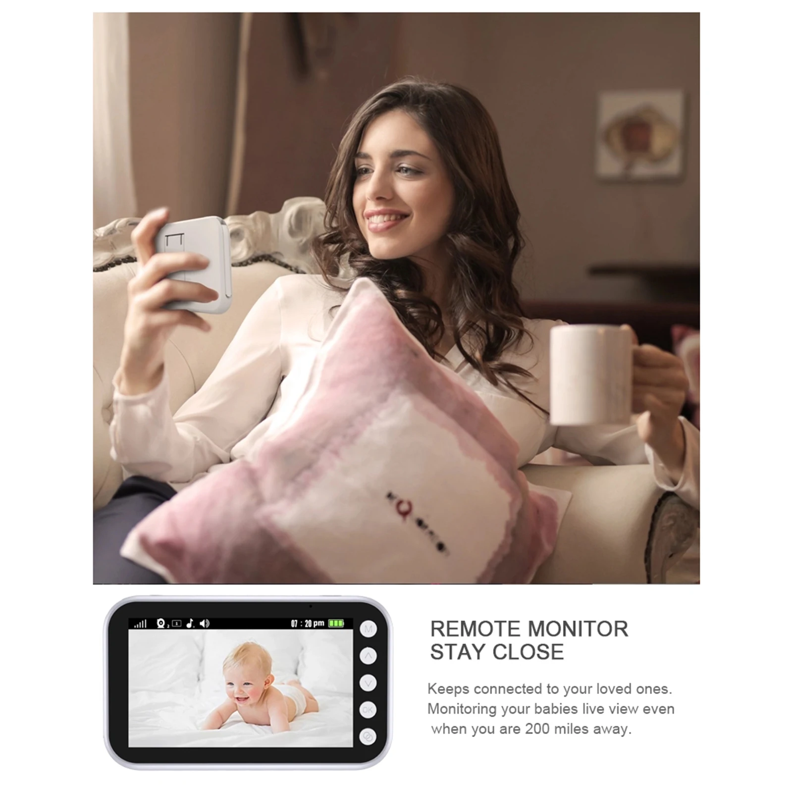 Беспроводная цветная видеоняня с ЖК экраном 4 3 дюйма двустороннее аудио