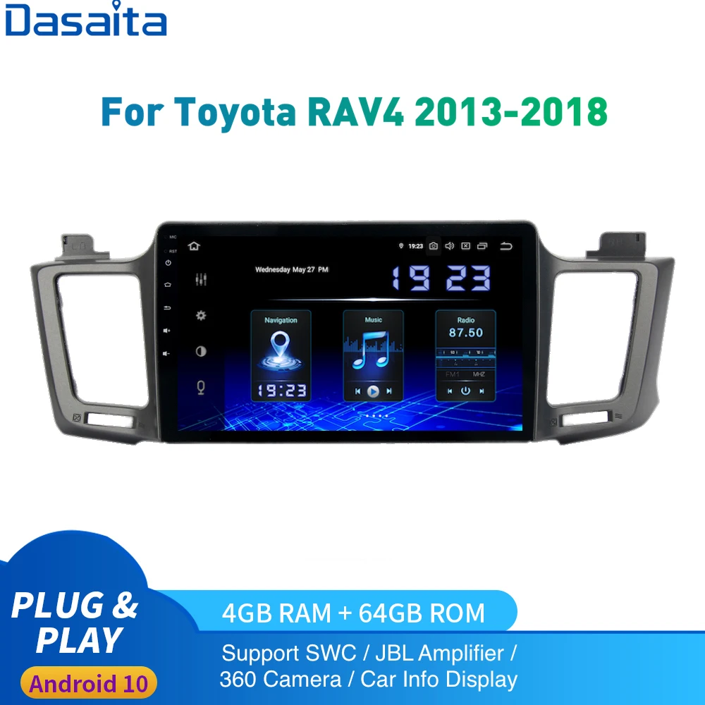 Автомобильный радиоприемник Dasaita Android 10 1 Din для Toyota RAV4 2013 2018 Авторадио 1Din DSP IPS 1280*720