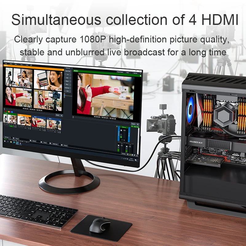 Acasis Quad HDMI-совместимая карта видеозахвата PCIe 1080P 60FPS 4-канальная встроенная - купить