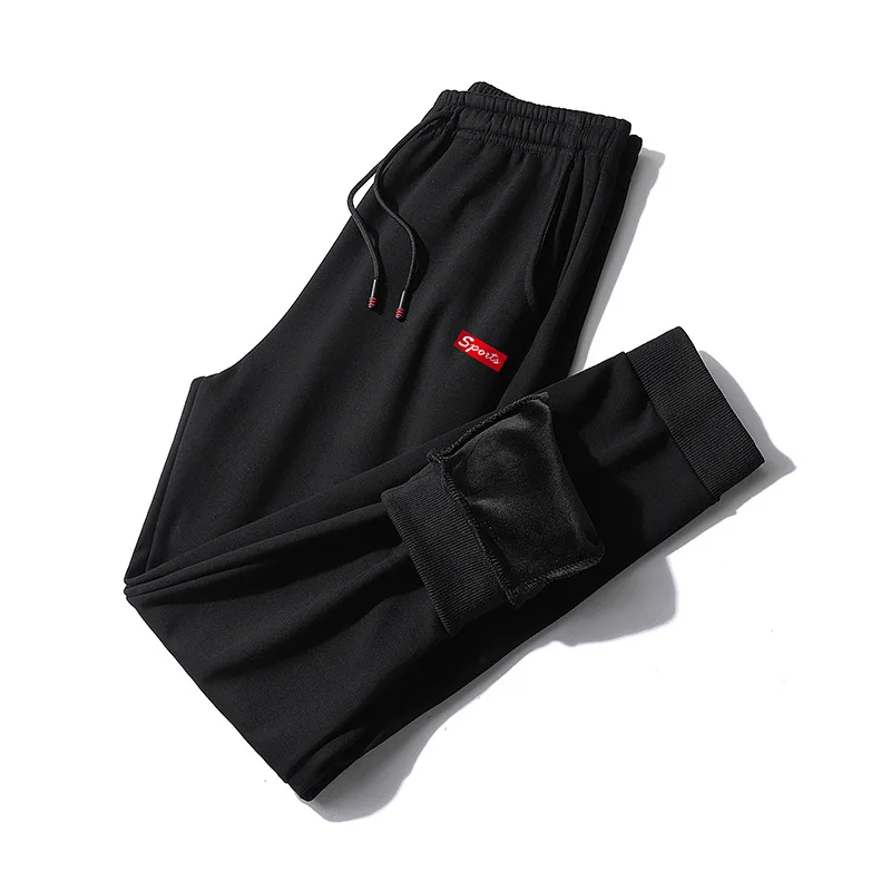 Однотонные штаны для бега мужские черные спортивные тренировочные тренажерного