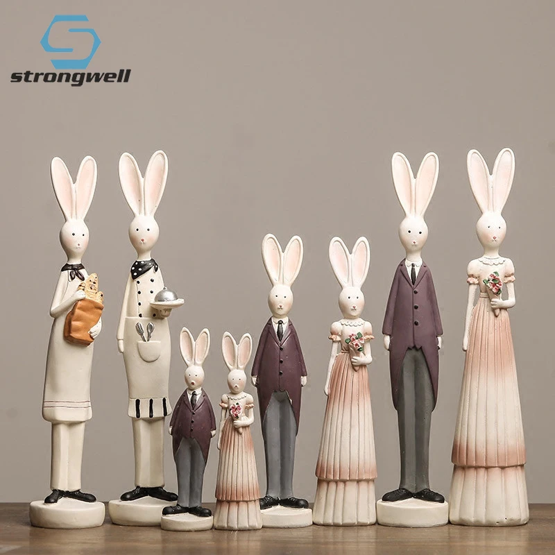 

Strongwell симпатичная пара Фигурка кролика Аниме Фигурка семья друзей смола Свадьба Ремесло девушка подарок Кролик Кукла домашний орнамент