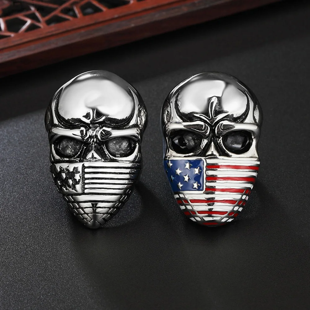Готический американская с маской из флага черепа кольцо Для мужчин аксессуары