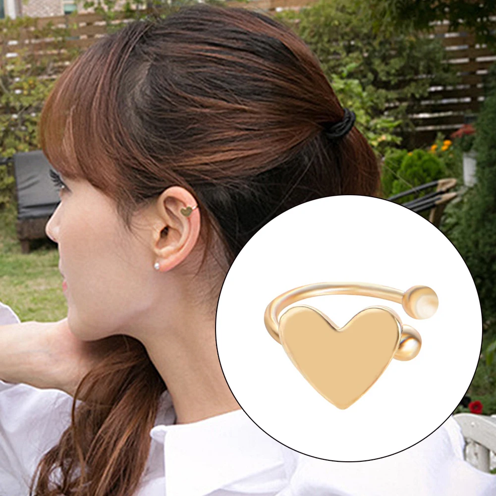 1PC Women Earcuff Fashion Small Gold Moon Clover Star Heart Triangle No Pierced Earclips Clip-on Ear Cuff Clip Earrings Jewelry | Украшения