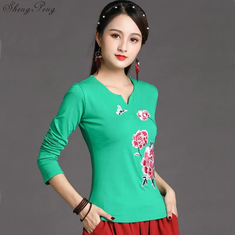 Традиционная китайская блузка рубашка топы для женщин воротник Мандарин