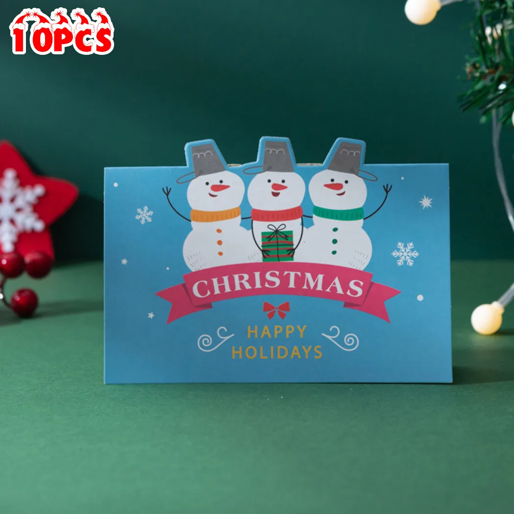 

10PCS Christmas Greeting Card 2021 Merry Christmas Envelopes Xmas Invitation Cards For Friends Classmates Colleagues 15*10CM