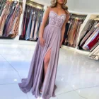 Длинное однотонное платье на тонких бретельках, сексуальное женское элегантное кружевное платье на бретельках, свадебное платье подружки невесты с разрезом, Jurken # G4, 2021