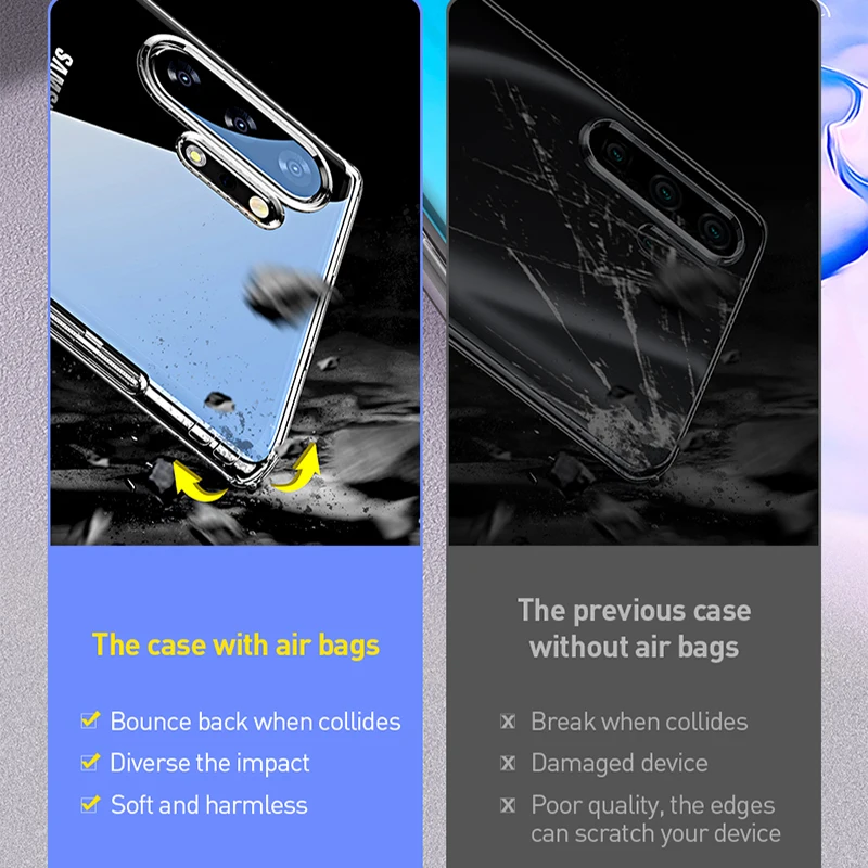 Baseus Transparent TPU Shockproof Phone Case For Samsung Galaxy Note10 Plus Anti-fall Protection Shell Ultrathin Soft |