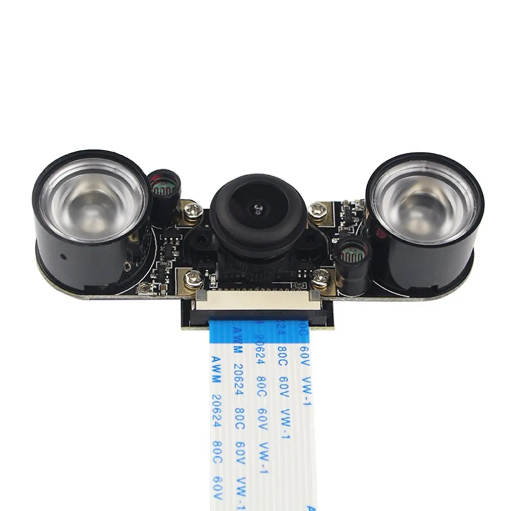 

For Raspberry Pi 4 Model B/3B+/3B/2B 5 megapixel fisheye wide-angle night vision camera + light sensor 130 degrees