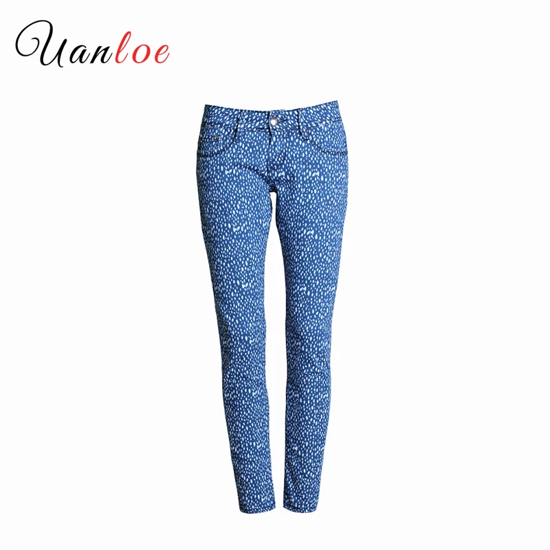

2019 Модные женские джинсовые брюки стрейч с заниженной талией, облегающие джинсы для женщин, брюки, брюки в белый пятнистый цвет