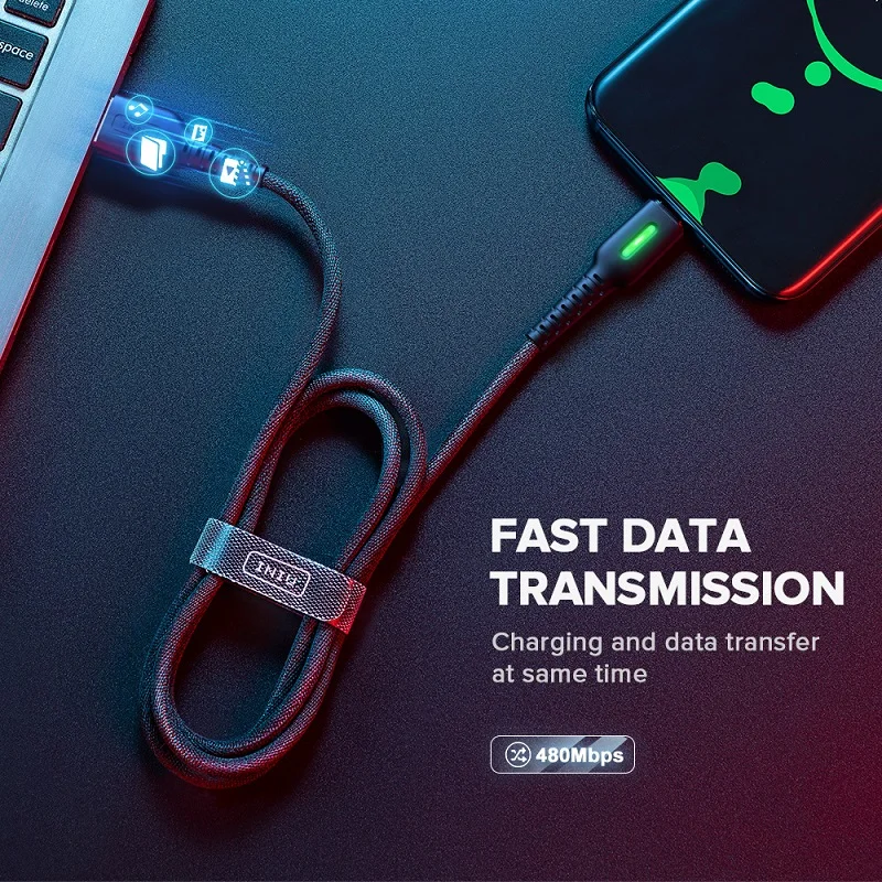 INIU 3A светодиодный usb type-C кабель для быстрой зарядки для Xiaomi mi 9T красный mi samsung S10 huawei usb ЗУ для мобильного телефона type-C шнур для передачи данных